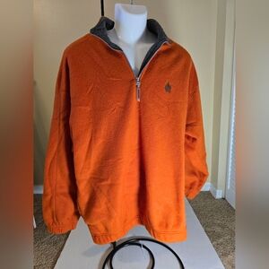 Vintage 90s Bugle Boy Snow Fleece Size XL Orange Pullover Jacket 1/4 Zip
